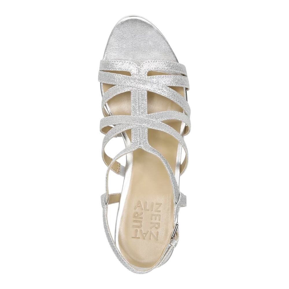 Naturalizer Women's Baylor Glittered Strappy High Heel Sandals Silver Size 9 M - Picture 3 of 4